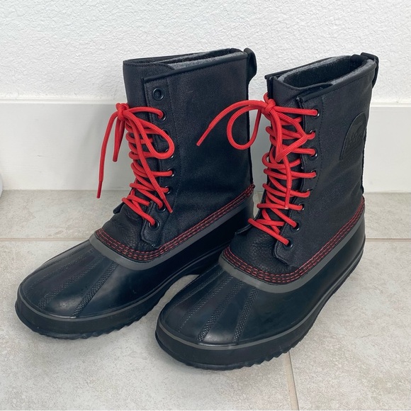 SOREL Boots Pac Winter 1964 Premium Black Red NM1560-012 - Picture 1 of 11